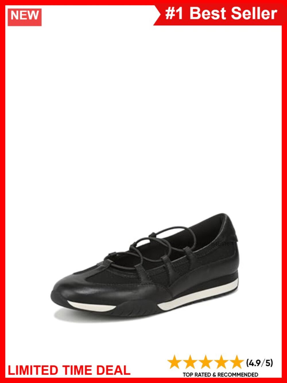 Sporty Mary Jane Flats Bungee Lace Comfort Walking Shoes